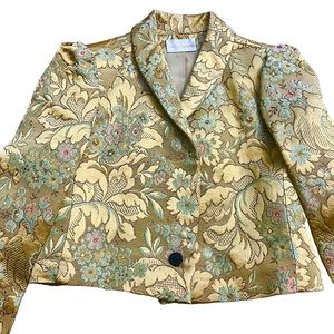 Vintage Stunning Betty Hanson Gold Floral Brocade Jacket, Size 6, Small/Medium